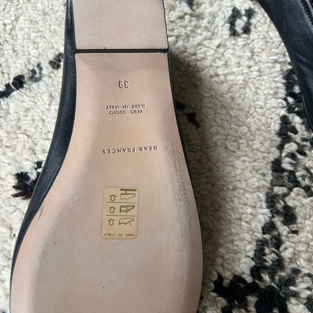 Dear Frances Black Leather Ballet Flats - Picture 4 of 5